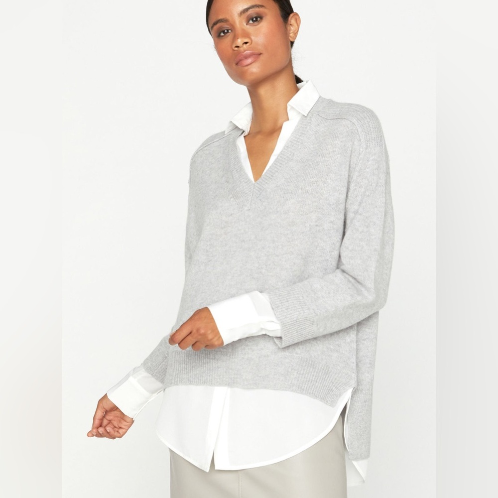 Brochu Walker Light Gray V-Neck Sweater